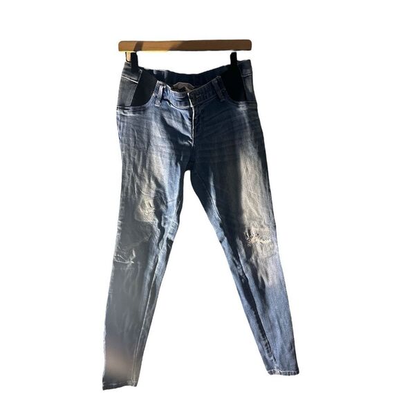 Liz‎ Lange Maternity Jeggings Distressed Denim Blue Jeans Size S - Picture 1 of 11